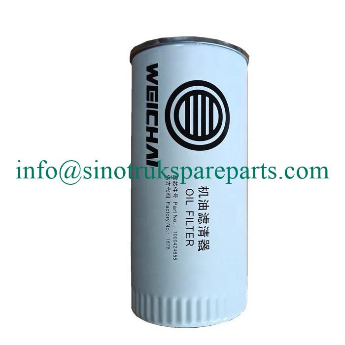 Bộ lọc dầu phụ tùng xe tải hạng nặng SINOTRUK HOWO JX0818 cho phần tử phun dầu động cơ Weichai 1000424655