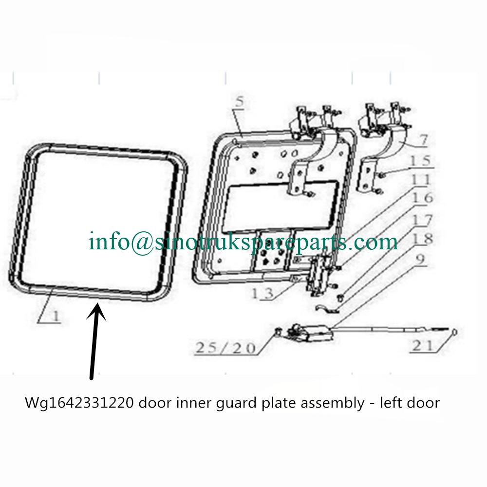 WG1642331240  door inner guard plate assembly – Rakitan pelat pelindung bagian dalam pintu WG1642331240