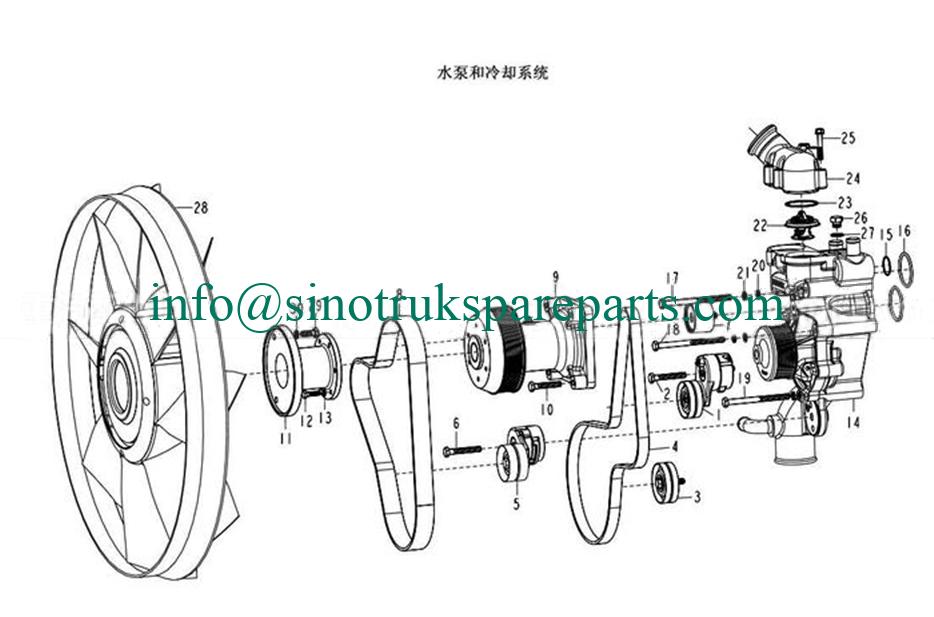 SINOTRUK D12 ENGINE PARTS WATER PUMP & COOLING SYSTEM