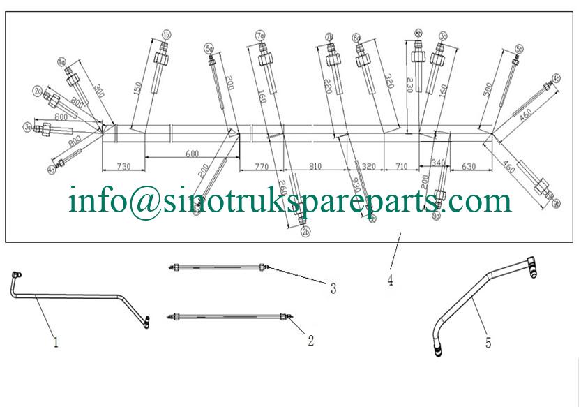 SINOTRUK SPARE PARTS CATALOG LG9700360659  nylon hose assembly