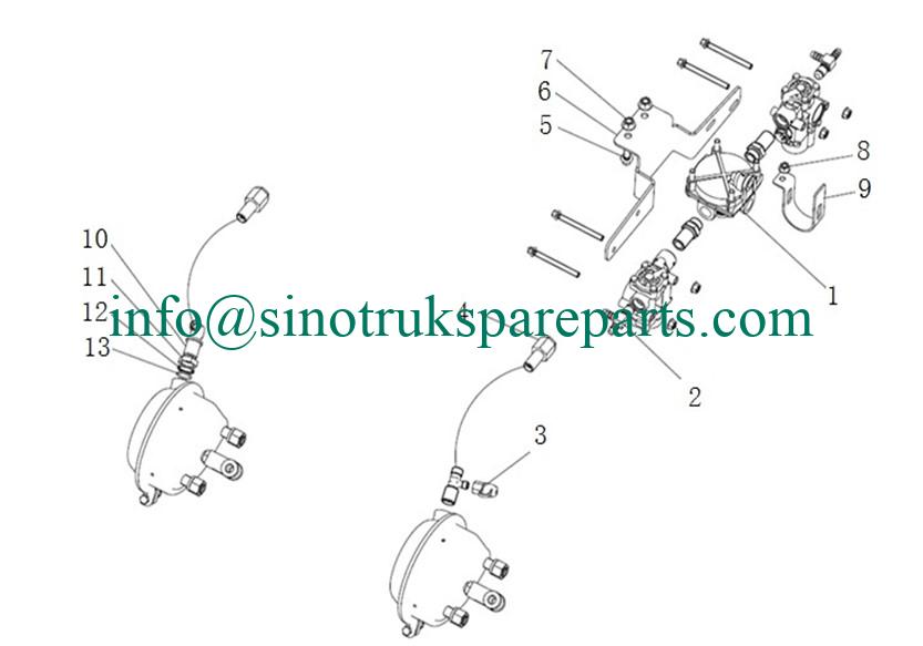 SINOTRUK SPARE PARTS CATALOG WG9000360524  Relay valve