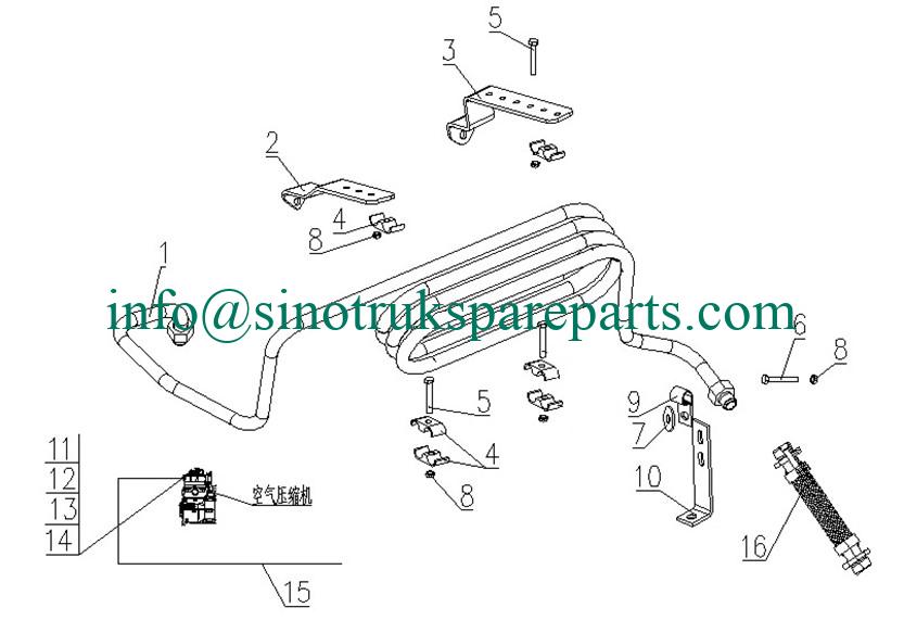 SINOTRUK SPARE PARTS CATALOG WG9531361620  steel tube