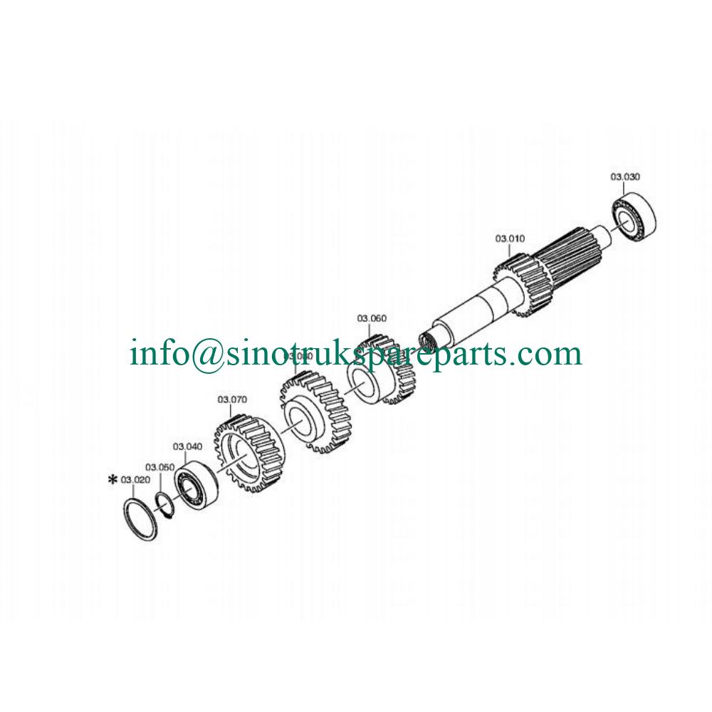 ZF 16S2231TO 1356 080 042 Hộp số WG9725220377 1316.303.065 BÁNH RĂNG XOẮN