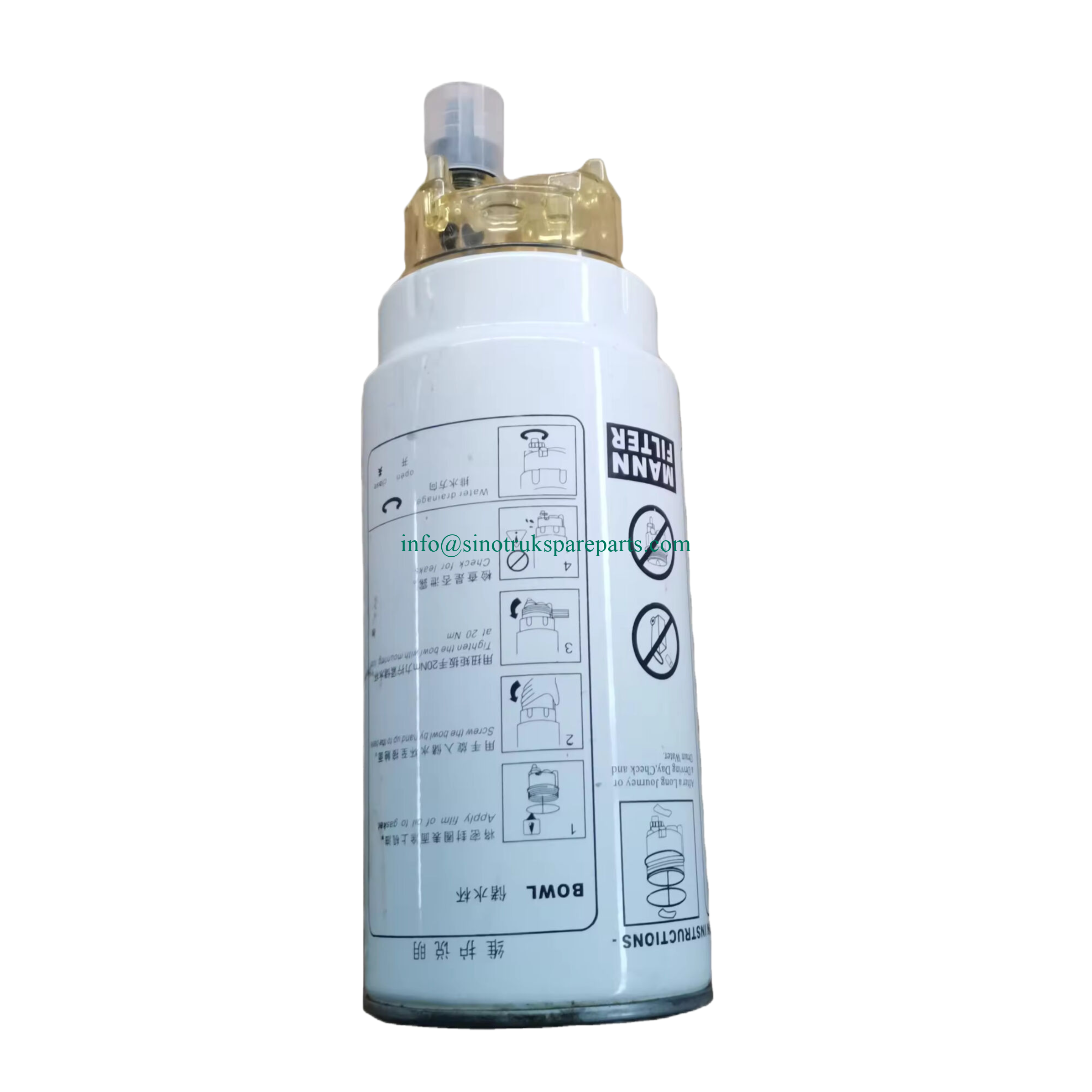 Peças de reposição SINOTRUK Separador de água do filtro de combustível VG1540080311 PL420