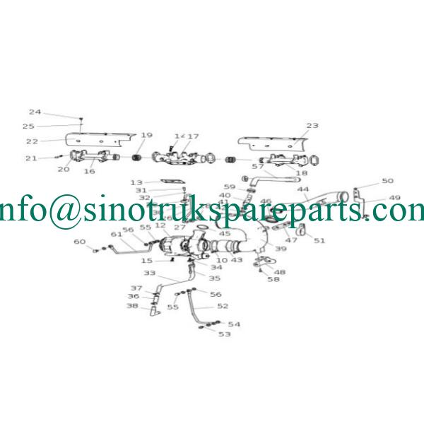 bộ phận động cơ sinotruk VG1242110013 Ống thoát khí của van chống tăng áp